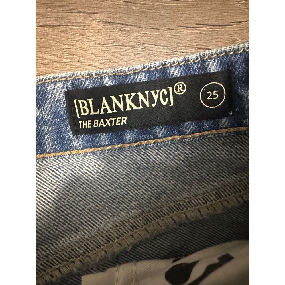 Blank Nyc Baxter Ribcage Straight Leg Jean Women's Faux Leather Color Block 25 - Picture 4 of 10